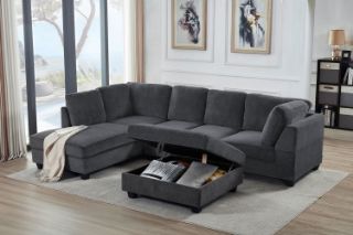 Picture of LIBERTY Premium Sectional Sofa (Dark Grey)  - Chaise Facing Left with Storage Ottoman