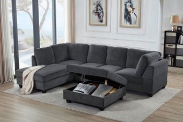 Picture of LIBERTY PREMIUM Sectional Sofa with Storage Ottoman (Dark Grey) 