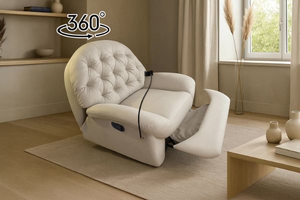 Picture of SANO 360° Swivel Manual Recliner Lounge Chair with Mobile Holder (Beige)