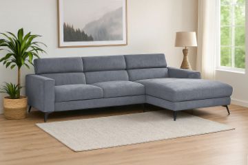Picture of Frankfurt Sectional Fabric Sofa (Grey) - Chaise Facing Right