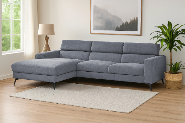 Picture of Frankfurt Sectional Fabric Sofa (Grey) - Chaise Facing Left