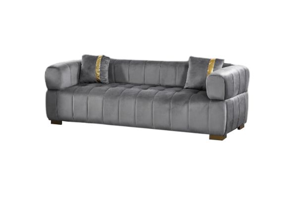 Picture of [FLOOR MODEL CLEARANCE] VEGAS Chesterfield 3 Seater  Velvet  Sofa (Grey) 