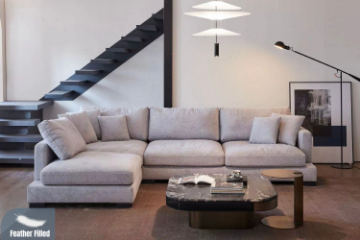 Picture of  [FLOOR MODEL CLEARANCE] WONDERLAND Chaise Facing Left Feather-Filled Fabric Sectional Sofa