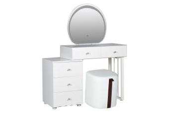 Picture of KALINA 5-Drawer Dressing Table with LED Mirror and Zerra Makeup Stool Set