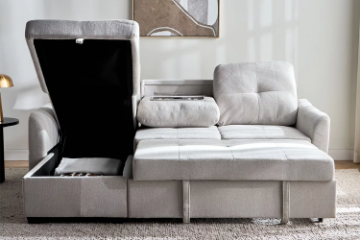Picture of (FLOOR MODEL CLEARANCE) SANCO Sectional Sofa/Sofa Bed with Drop-Down Console & Charging Port & Storage