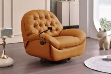 Picture of SANO 360° Swivel Manual Recliner Lounge Chair with Mobile Holder (Orange)