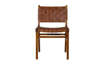 Picture of NOELLE Natural Cow Leather Solid Teakwood Chair