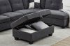 Picture of NEBULA Pro Sectional Sofa with Storage Ottoman & Drop-Down Console & USB Port (Dark Grey)