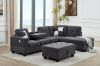 Picture of NEBULA Pro Sectional Sofa with Storage Ottoman & Drop-Down Console & USB Port (Dark Grey)