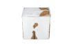Picture of SOFIA Natural Goat Hide Solid Teakwood Square Stool