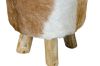 Picture of THEO D31 Natural Goat Hide Solid Teakwood Round Stool