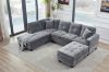 Picture of NEBULA Pro Sectional Sofa with Storage Ottoman & Drop-Down Console & USB Port (Misty Grey)