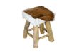 Picture of MIHO Natural Goat Hide Solid Teakwood Square Stool