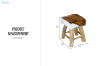Picture of MIHO Natural Goat Hide Solid Teakwood Square Stool