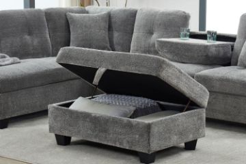 Picture of NEBULA Pro Sectional Sofa with Storage Ottoman (Misty Grey) - Chaise Facing Left