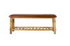 Picture of NAPLES 121 Natural Cow Leather Solid Teakwood Bench with Shelf