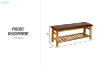 Picture of NAPLES 121 Natural Cow Leather Solid Teakwood Bench with Shelf