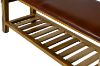 Picture of NAPLES 121 Natural Cow Leather Solid Teakwood Bench with Shelf