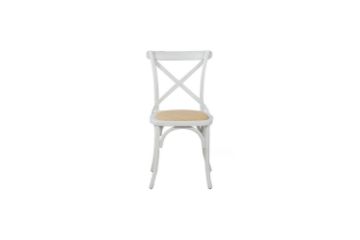 Picture of (FLOOR MODEL CLEARANCE) ALBION Solid Beech Cross Back Dining Chair with Rattan Seat (White)