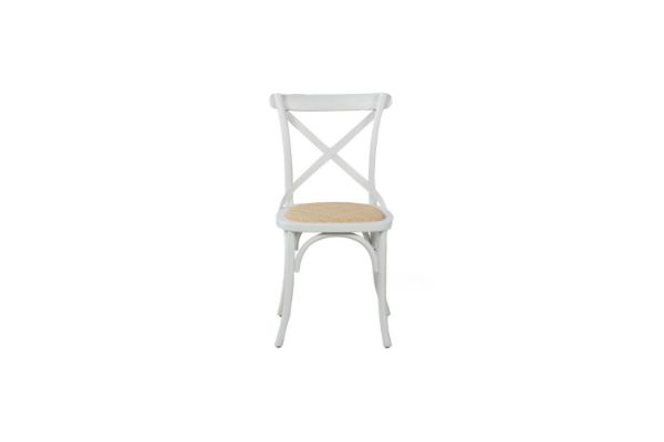 Picture of (FLOOR MODEL CLEARANCE) ALBION Solid Beech Cross Back Dining Chair with Rattan Seat (White)