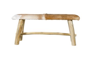 Picture of LUANA 100 Natural Cowhide Solid Teakwood Bench