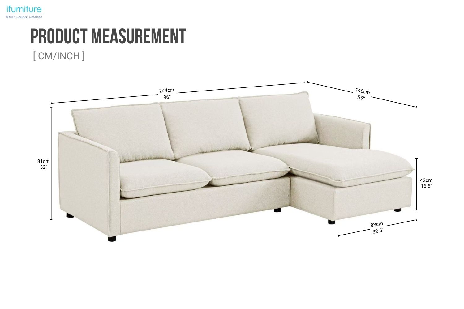 Picture of BENDON Fabric Sectional Sofa (Off White) - Water Resistant