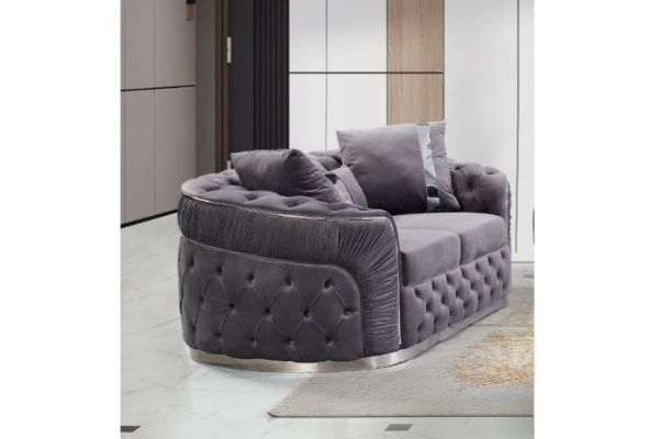 Picture of  [FLOOR MODEL CLEARANCE] PIEDMONT 2-Seater Chesterfield Velvet Sofa (Grey)
