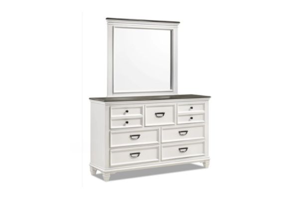 Picture of  [FLOOR MODEL CLEARANCE] CHARLES 7-Drawer Dresser with Mirror (White & Grey)