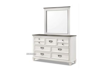Picture of  [FLOOR MODEL CLEARANCE] CHARLES 7-Drawer Dresser with Mirror (White & Grey)