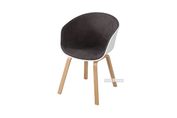 Picture of  [FLOOR MODEL CLEARANCE] OSAKA  Wood Legs Dining Chair with Inner Upholstery  *Brown / Grey
