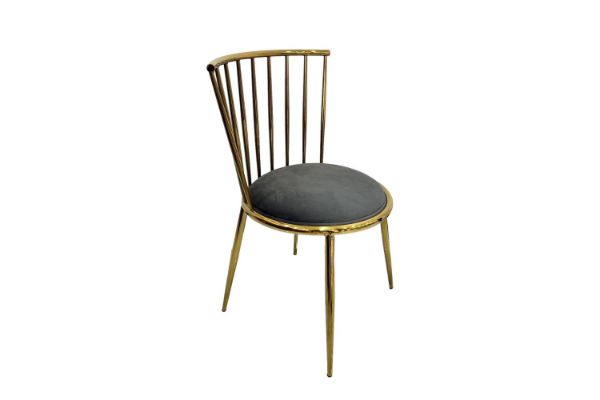 Picture of [FLOOR MODEL CLEARANCE] MARBELLO Gold Frame Velvet Dining Chair (Grey)