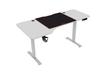 Picture of [FLOOR MODEL CLEARANCE] MATRIX 160 Electric L-Shape Height Adjustable Desk with LED Display and Jumbo Mouse Pad (White)