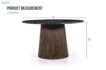 Picture of HUBIE D130 Mango Wood Round Dining Table With Marble Top