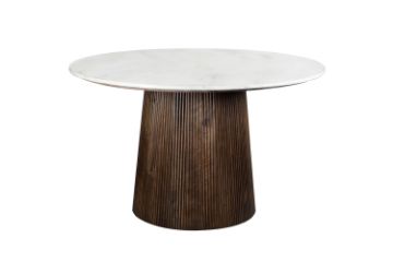Picture of HUBIE D130 Mango Wood Round Dining Table With Marble Top