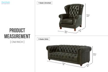 Picture of BAMBURGH 3/1 Seater 100% Genuine Leather Chesterfield Sofa Range