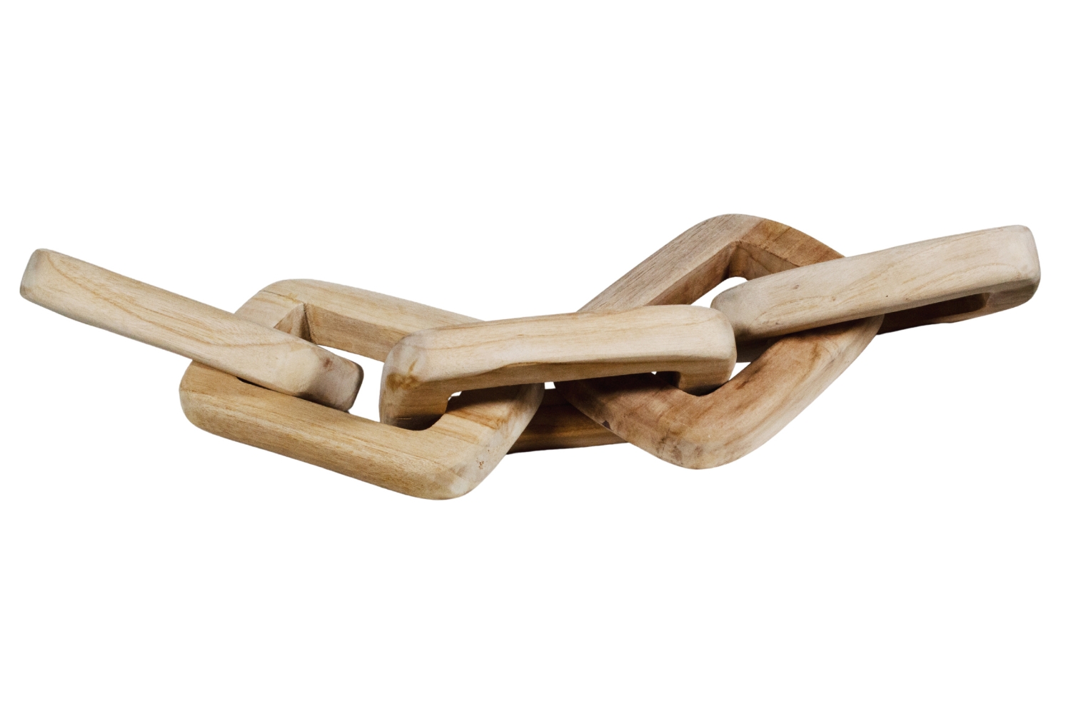 655-016 Teak Wood Rectangular 5-Chain Decorative Sculpture (70x14cm)