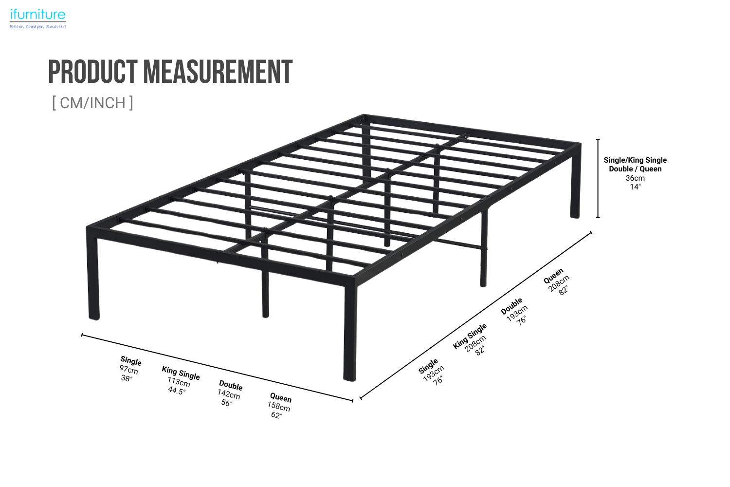 HAVIN Single/King Single/Double/Queen Size Metal Bed Base — free download