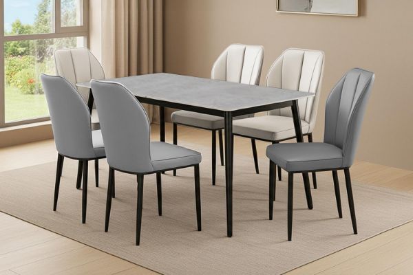 Picture of MIKASA 140 Sintered Stone Top 7PC Dining Set (Grey Table)