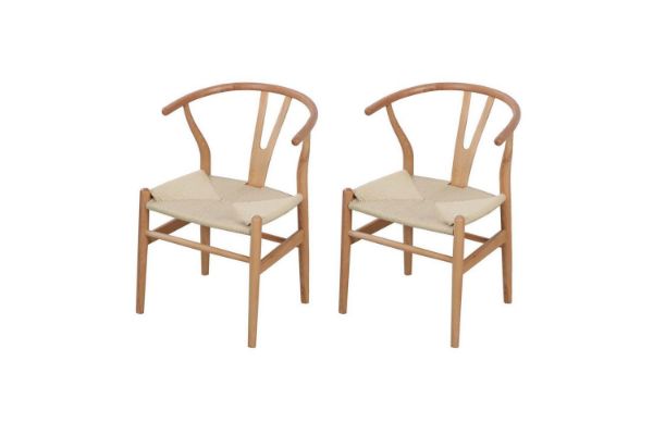 Picture of 53x50x79 WISHBONE Solid Wood Y Replica Chair (Natural) - 2 Chairs in 1 Carton