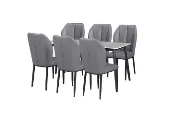 Picture of MIKASA 140 Sintered Stone Top 7PC Dining Set (Grey Table)