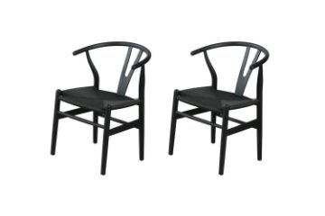 Picture of 53x50x79 WISHBONE Solid Wood Y Replica Chair (Black) - 2 Chairs in 1 Carton