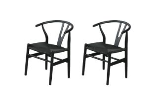 Picture of 53x50x79 WISHBONE Solid Wood Y Replica Chair (Black Frame-Black Seat) - 2 Chairs in 1 Carton
