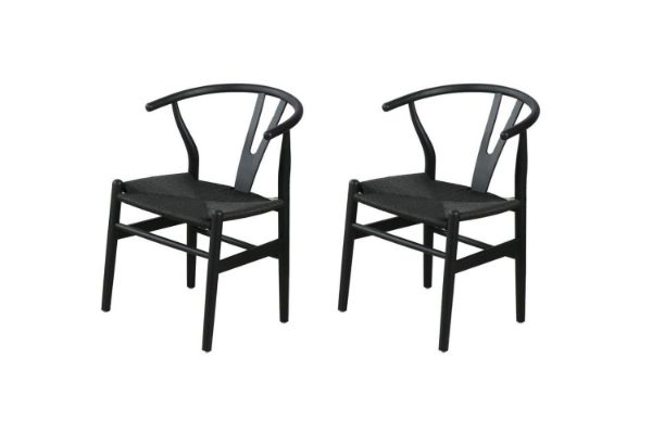 Picture of  WISHBONE Solid Wood Y Replica Chair (Black) - 2 Chairs in 1 Carton