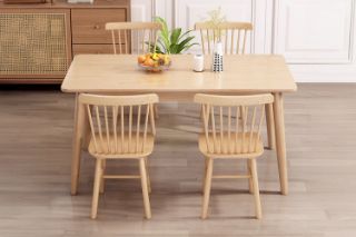 Picture of WINDSOR 5PC Solid Wood Dining Set (Natural Colour) - 150 Table with 4 Chairs