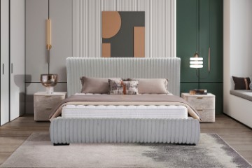 Picture of HILLSDALE Fabric Bed Frame in Super King Size (Grey) 