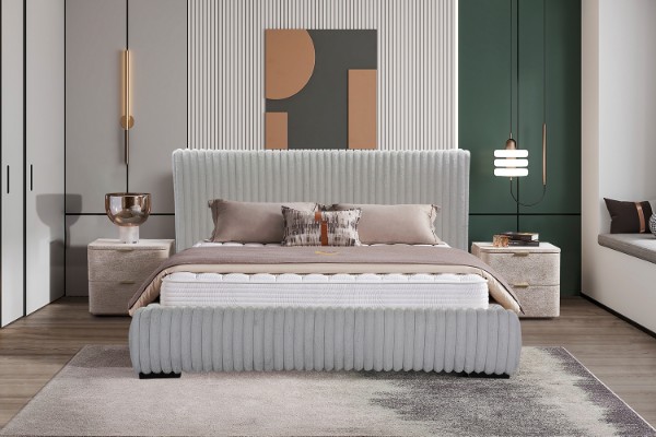 Picture of HILLSDALE Fabric Bed Frame in Super King Size (Grey) 
