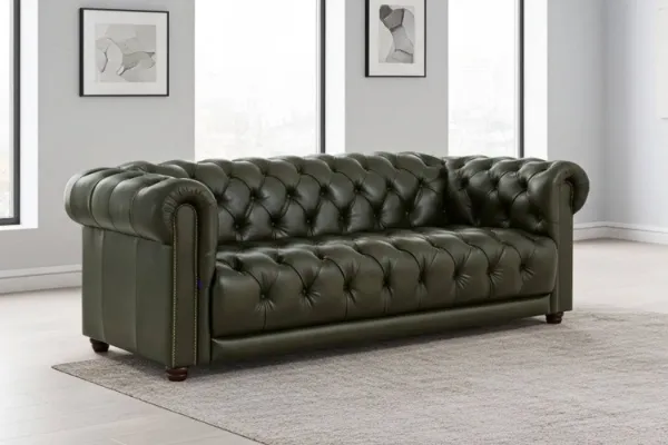Picture of BAMBURGH 100% Genuine Leather 3 Seater Chesterfield Sofa