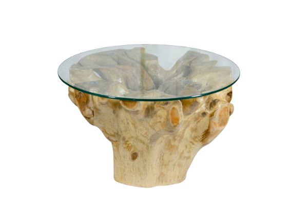 Picture of Takara D70 Tempered Glass Top Handcrafted Teak Root Coffee Table
