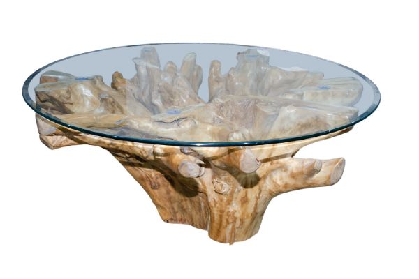 Picture of Takara D110 Tempered Glass Top Handcrafted Teak Root Coffee Table