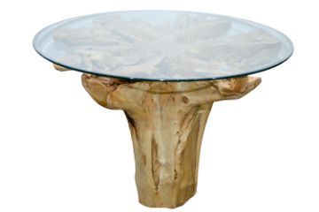 Picture of Takara D110 Tempered Glass Top Handcrafted Teak Root Dining Table